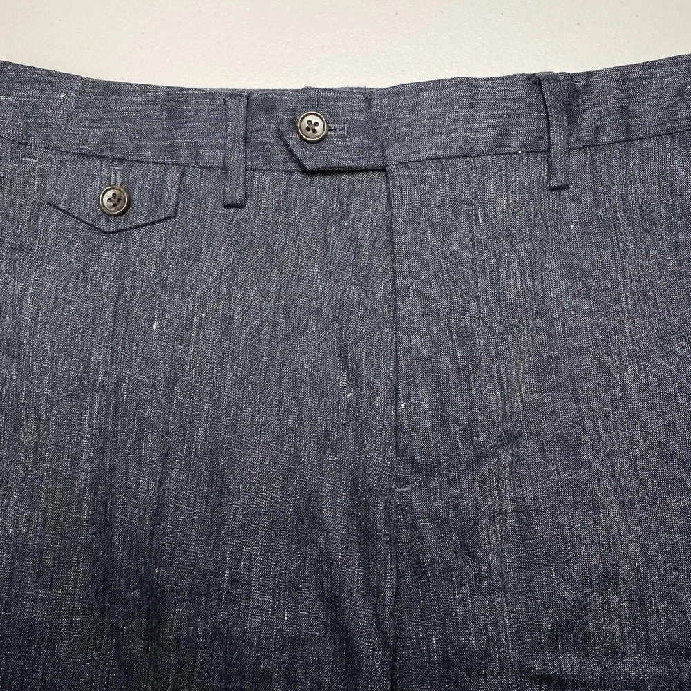 Bonobos Linen Pants 32 (34x30) Tailored Guabello Libera Flat Front Dark Gray